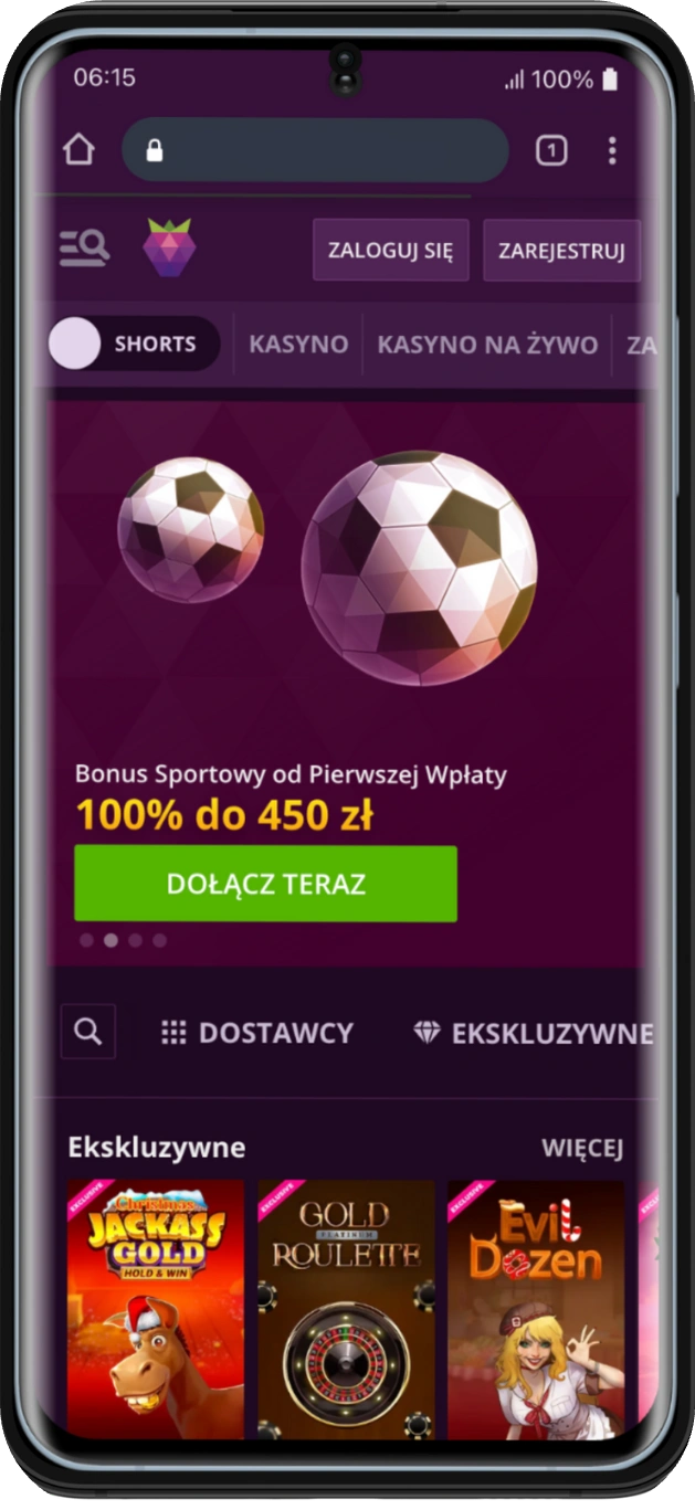 Otwórz przeglądarkę przejdź do strony głównej mobile app malina casino