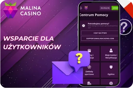 Obsługa klienta aplikacji Malina Casino mobile aplikacja