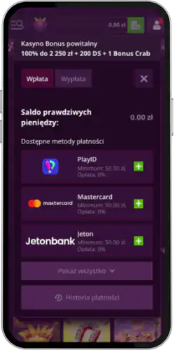Malina Casino Wpłać depozyt